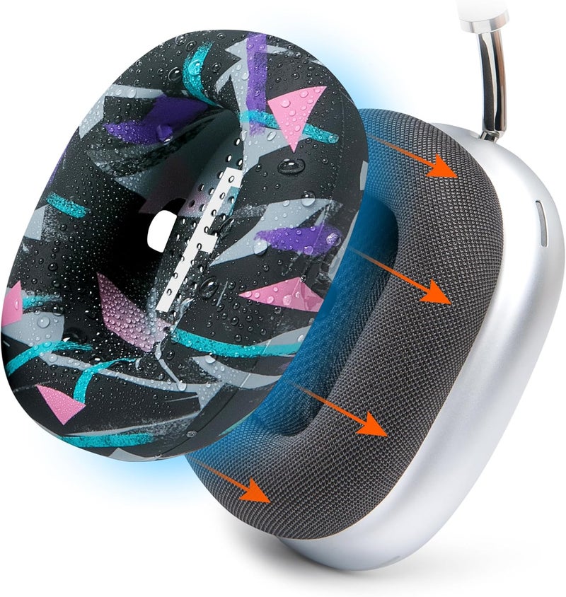 WC SweatZ Max - Patented Protective Earpad Covers for Airpods Max Made by Wicked Cushions | Sweatproof & Easily Washable | Full Earpad Sweat Protection | 90's Black - Image 1